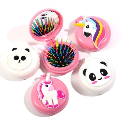 Personalized fashionable hair brush with mirror 3D cartoon mirror & hair brush rainbow hot hair brush