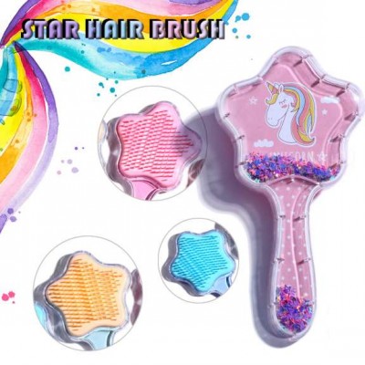 Pink glitter princess plastic handle hair brush