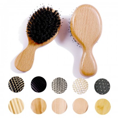 wholesale baby bamboo oval hair brush vegan small nylon and boar bristle hair brush pocket kids detangling hairbrushes