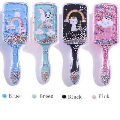 Amazon top seller cartoon hair brush for litter girls sequins custom hairbrush glitter hair comb child beauty creations glitter